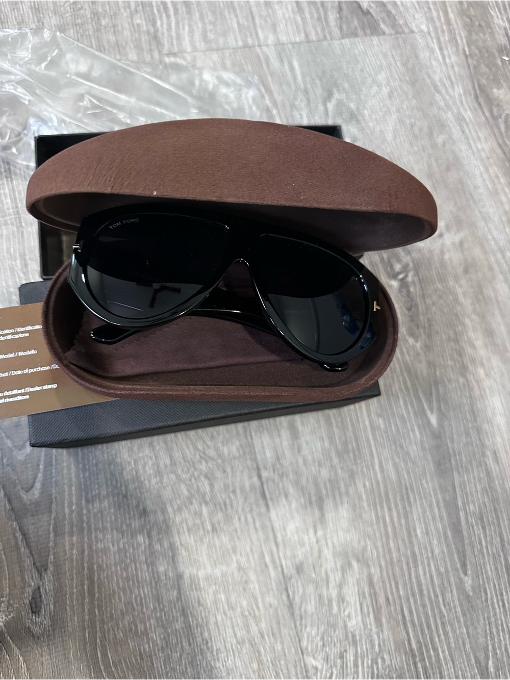 Tom Ford Black Oversized Aviator Sunglasses